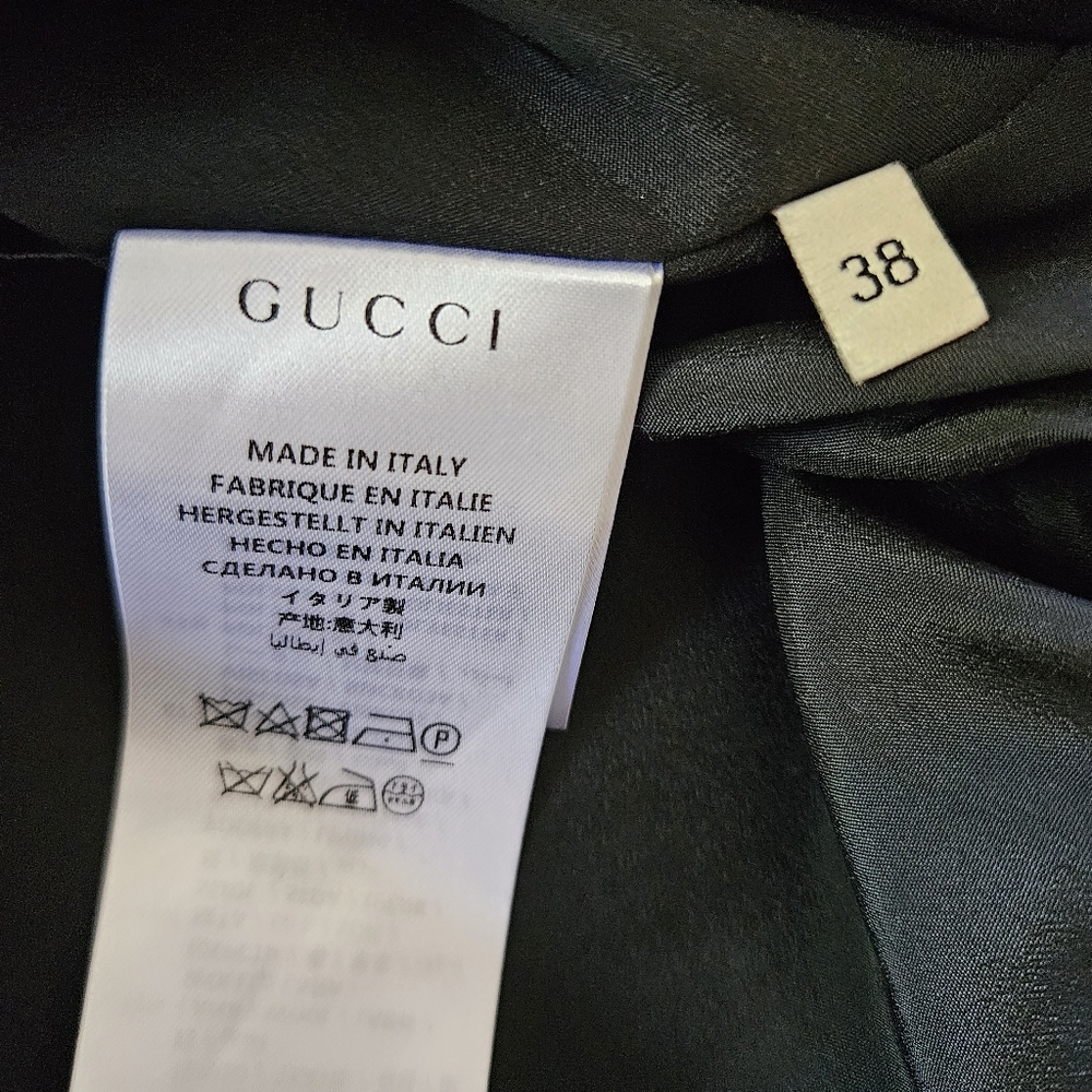 Gucci Black Faux Wrap Skirt Wool Silk Blend 38 XS *Missing Pearl Buttons* - Picture 7 of 15